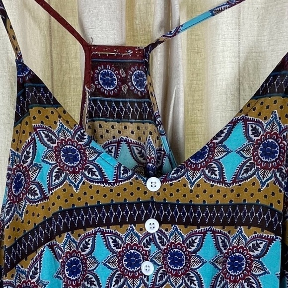 BOHEMIAN BOHO MAXI DRESS SIZE XS SPAGHETTI STRAP - Picture 6 of 14